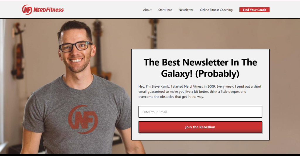 Nerd Fitness blog - screen